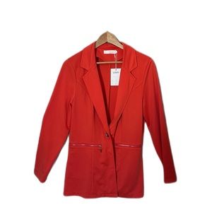 Genhoo orange blazer zipper pockets NWT size L